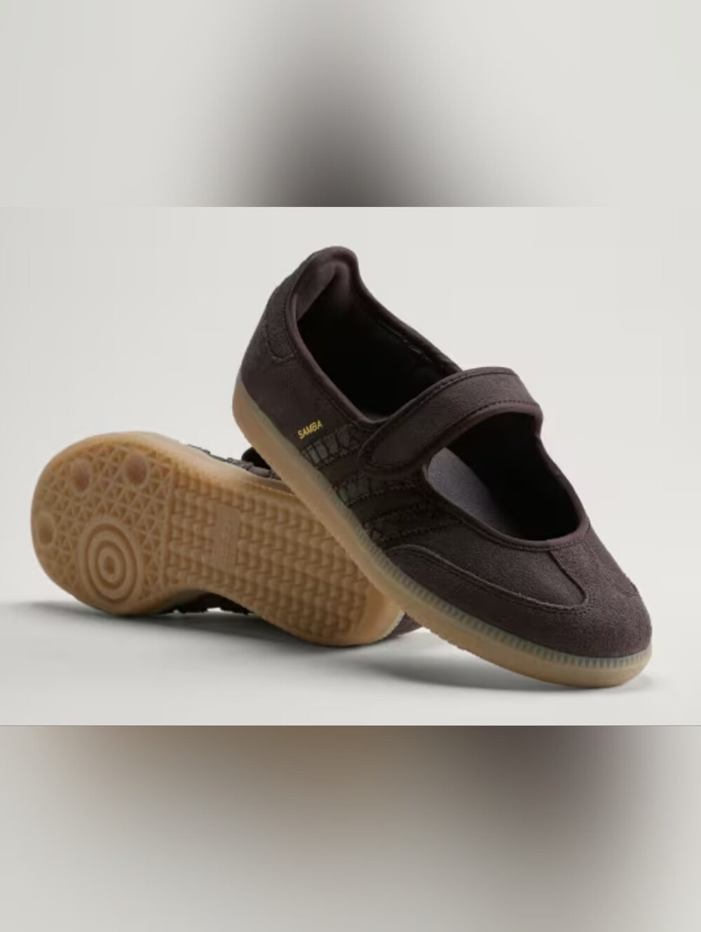 Adidas Women Samba Jane Velcro Sneakers in Chocolate Brown, Gum Bottom